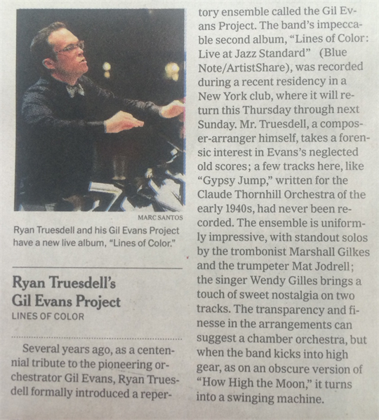 Gil Evans Project:Lines of Color in the New York Times!